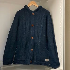 Blue cardigan with hood - Large